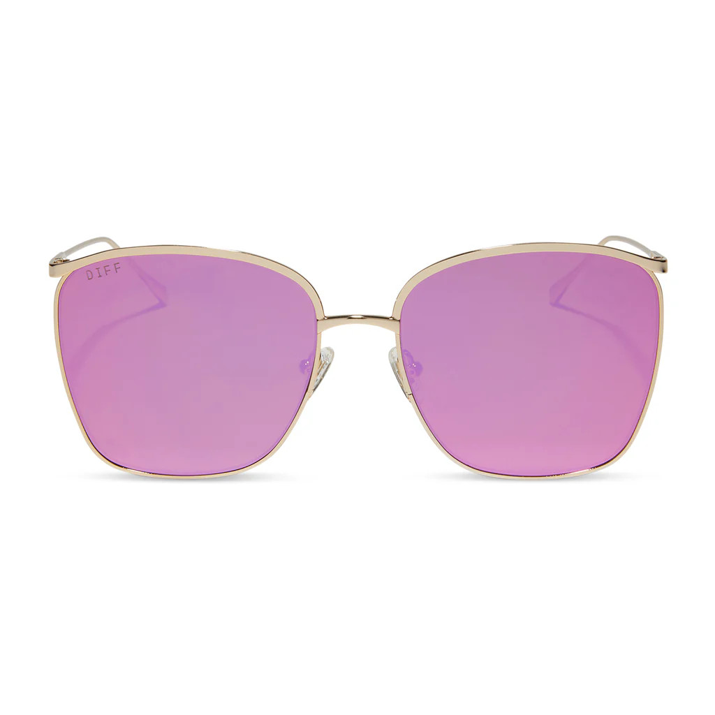 VITTORIA - GOLD + PINK RUSH MIRROR SUNGLASSES | DIFF Eyewear