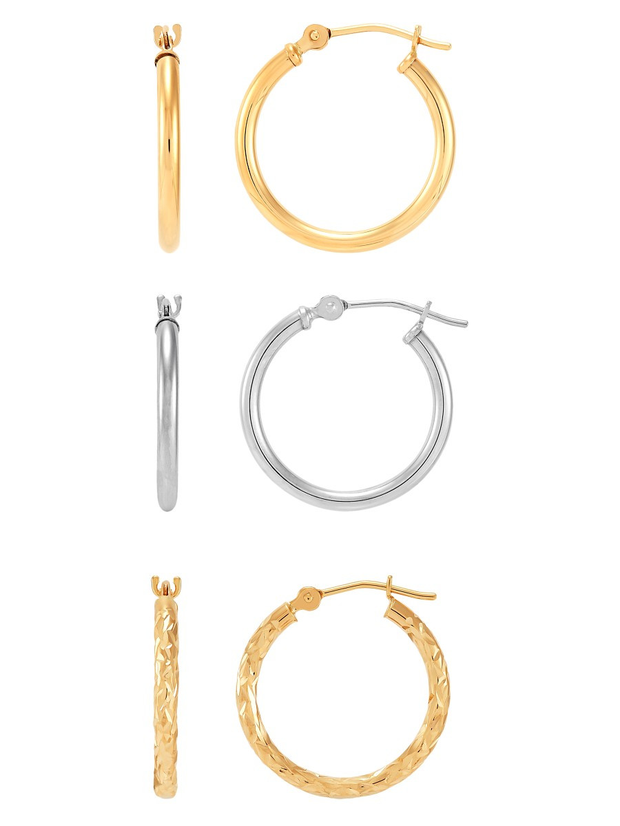 Saks Fifth Avenue Women's 3-Pair 14K Two-Tone Gold Hoops | Saks Fifth Avenue OFF 5TH