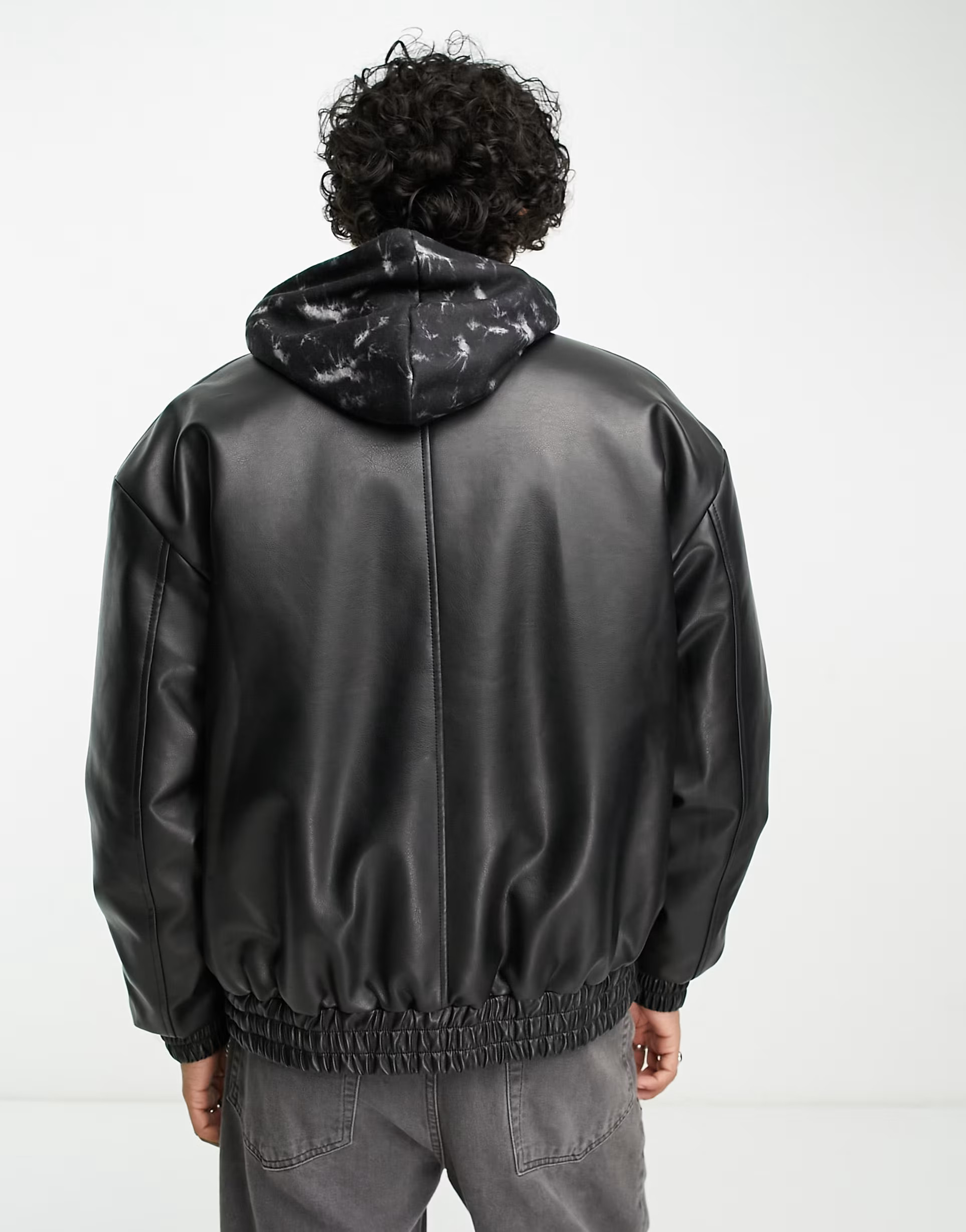 ASOS DESIGN oversized faux leather bomber jacket in black | ASOS (Global)