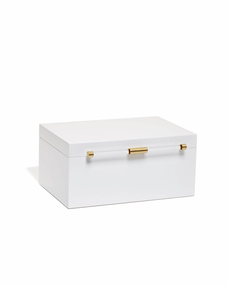 Medium Antique Brass Jewelry Box in White Lacquer | Kendra Scott
