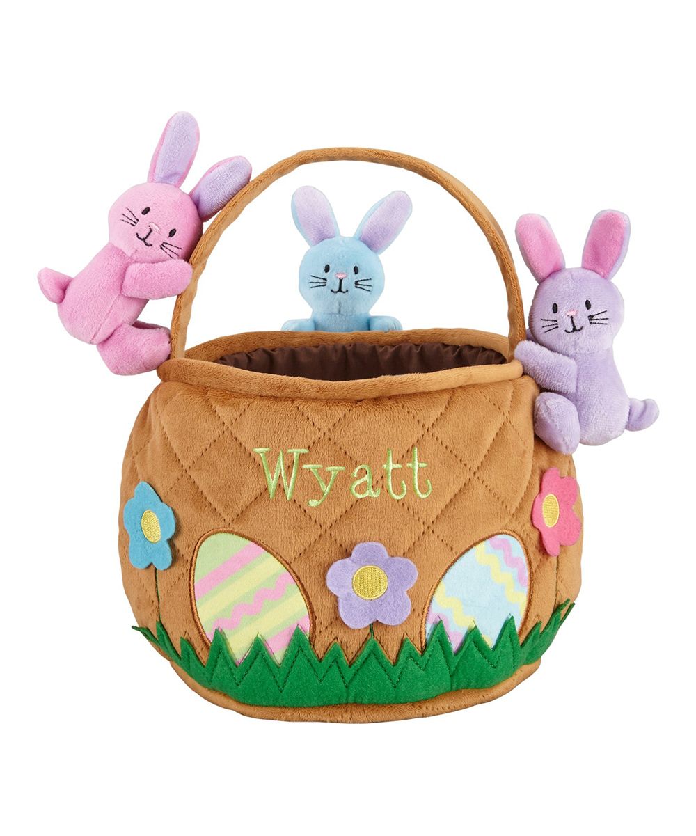 Personal Creations Baskets Multicolored - Purple & Blue Bunnies Personalized Name Easter Basket | Zulily
