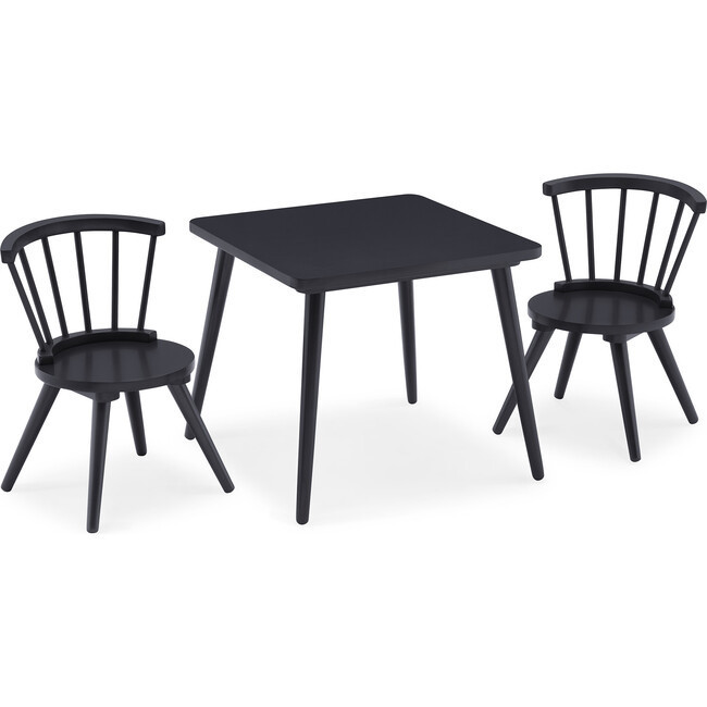 Windsor Kids Wood Table & Chair Set, Midnight Grey | Maisonette