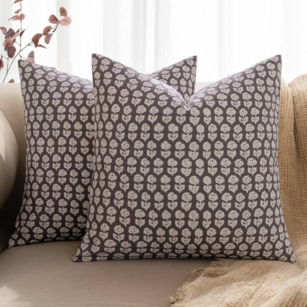 MIULEE Floral Pillow Covers Decorative Throw Pillow Covers 24x24 Farmhouse Neutral Pillow Covers ... | Amazon (US)