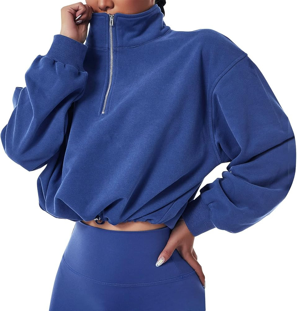 Flygo Womens Half Zip Sweatshirts Stand Collar Activewear Running Workout Pullover Tops | Amazon (US)