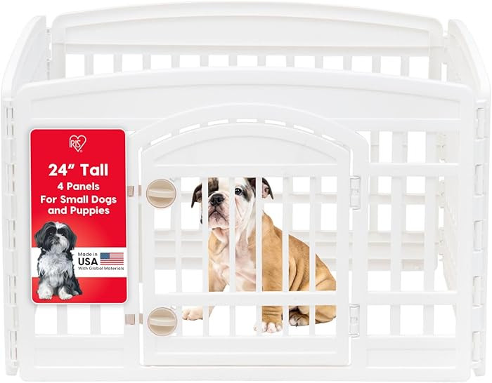 IRIS USA 24" Dog Playpen 4-Panel Pet Exercise Pen with Door Gate 35 x 35 x 24 Puppy Play Pen Indo... | Amazon (US)