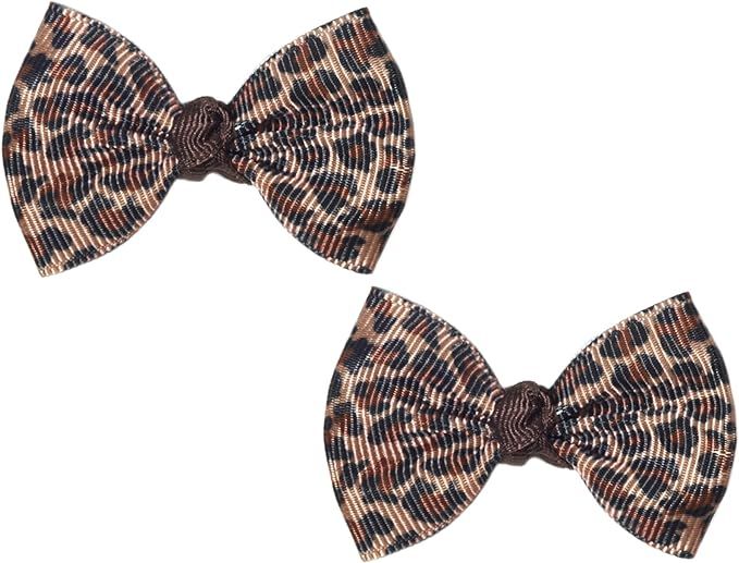 Amazon.com: Anna Belen Girls"Leopard" Small Grosgrain Bow (2 Pieces): Baby | Amazon (US)