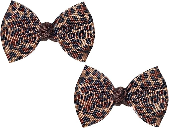 Anna Belen Girls"Leopard" Small Grosgrain Bow (2 Pieces) | Amazon (US)