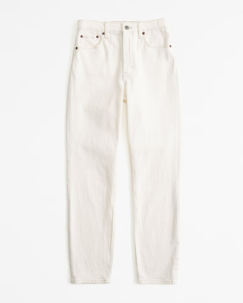 Abercrombie & Fitch Women's High Rise Mom Jean in Cream - Size 36 LONG | Abercrombie & Fitch (US)