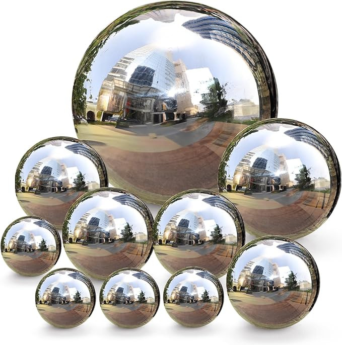 yarlung Set of 10 Stainless Steel Gazing Balls, 50-150 mm Garden Mirror Globe Floating Pond Spher... | Amazon (US)