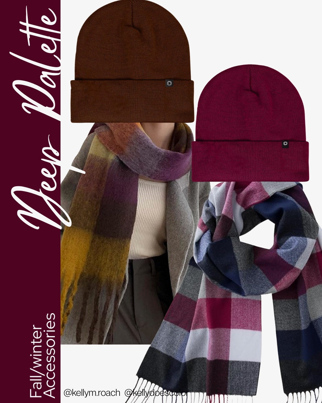 Fall and winter accessories for the Deep Palette! Wear your deep, neutral colors around your face to keep your outerwear in your palette all season long! 

 #LTKSeasonal #LTKOver40 #LTKStyleTip