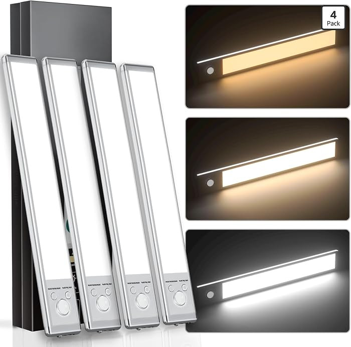 SOUL LINK Under Cabinet Lights, 88 LED Operated Motion Sensor Light Indoor, 2200mAh USB Rechargea... | Amazon (US)