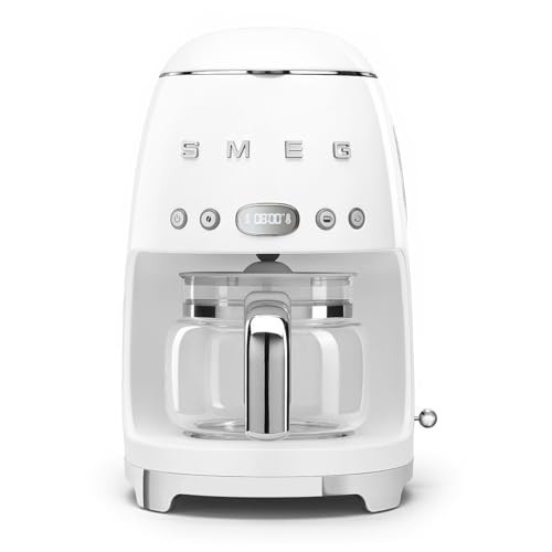 Smeg 50's Retro Style Aesthetic Drip Coffee Machine with 10 Cup Glass Carafe, Auto Start Feature, Keep Warm Plate, and Two Coffee Strength Settings (White) | Amazon (US)