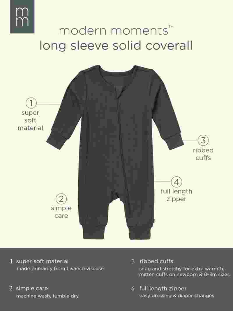 Modern Moments by Gerber Baby Neutral S uper Soft Long Sleeve Coverall, Sizes Newborn - 12 Months | Walmart (US)