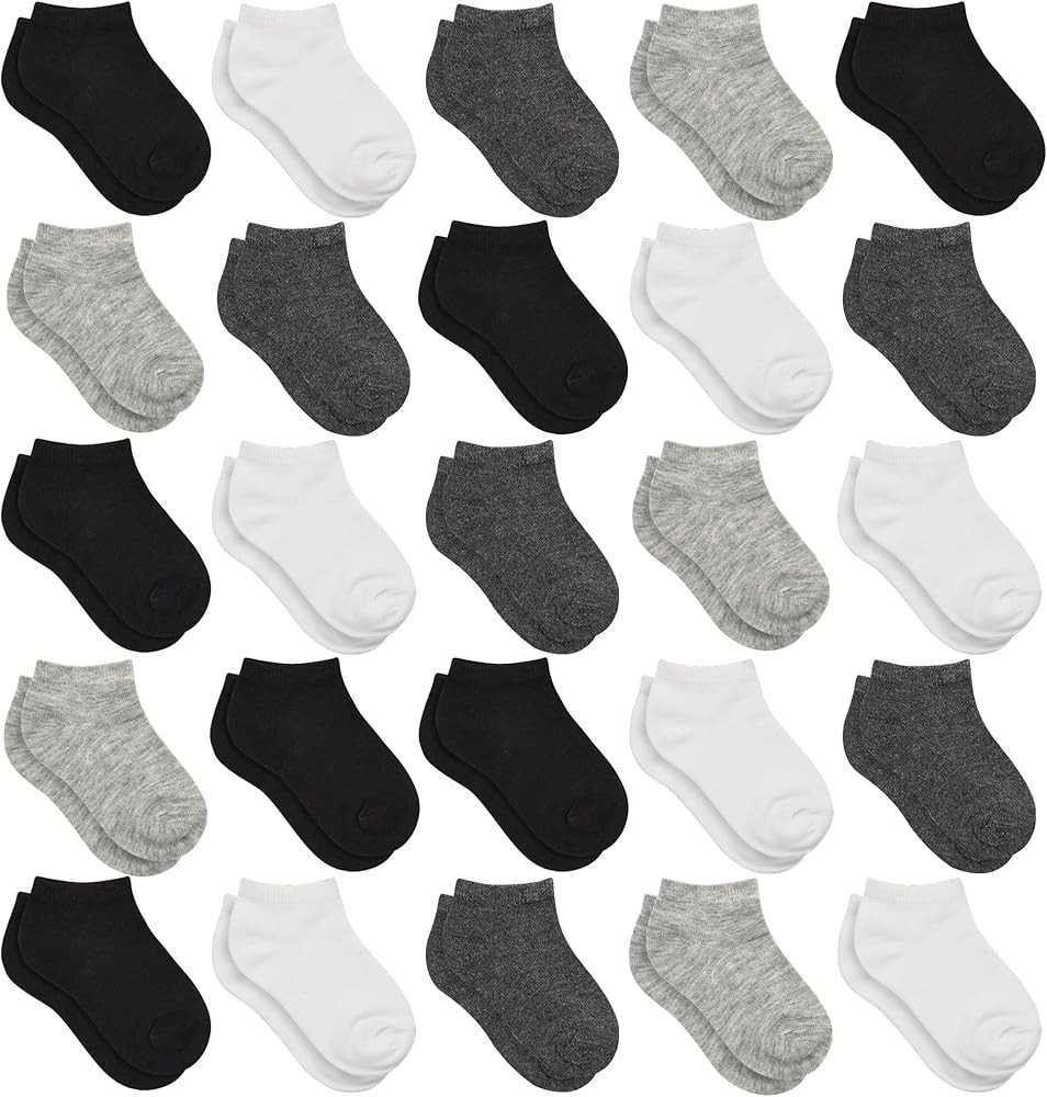 Kids Socks - 25 Pairs Toddler Ankle Socks Set, Low Cut for Boys & Girls (0-14 Years Old) | Amazon (US)