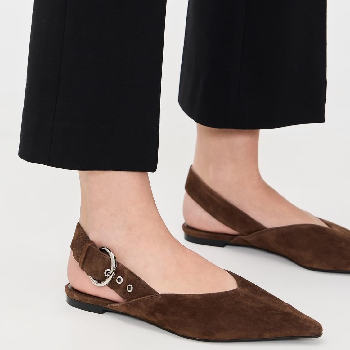 Slingback Flat Shoes for Women Pointed Closed Toe Flat Mule Sandals Casual Comfortable Office Dressy Shoes | Amazon (US)