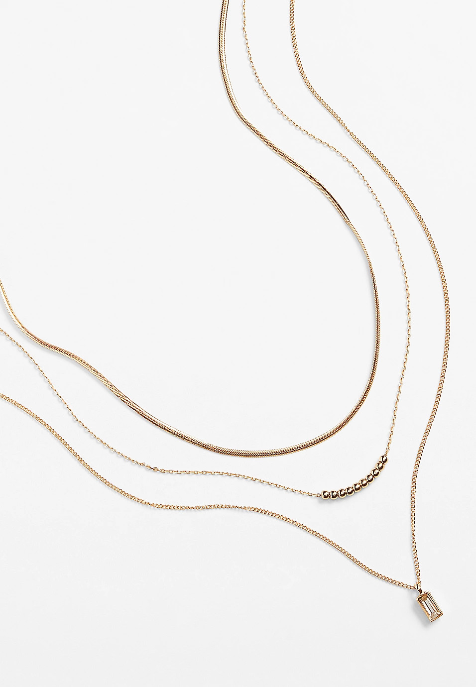 Gold Crystal Pendant Multi Layered Necklace | Maurices