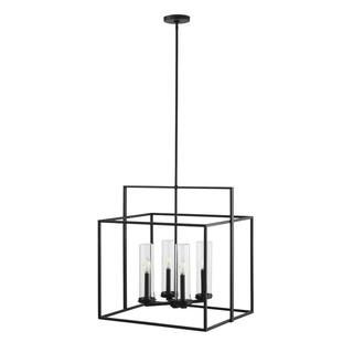 Home Decorators Collection Haven View Modern 4-Light Black Double Frame Outdoor Chandelier with C... | The Home Depot