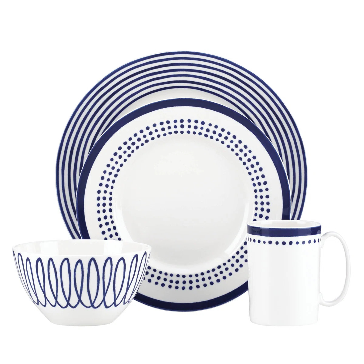Charlotte Street 4 Piece Porcelain China Dinnerware SetBykate spade new york4.9Rated 4.9 out of 5... | Wayfair North America