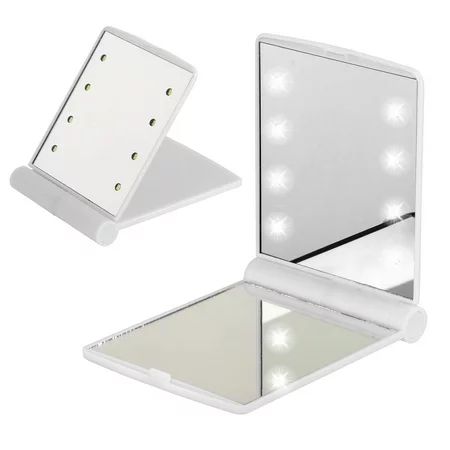 TSV LED Travel Mirror Foldable Personal Makeup Beauty Vanity Lights 2X Magnified 8 Lighted Bulbs | Walmart (US)