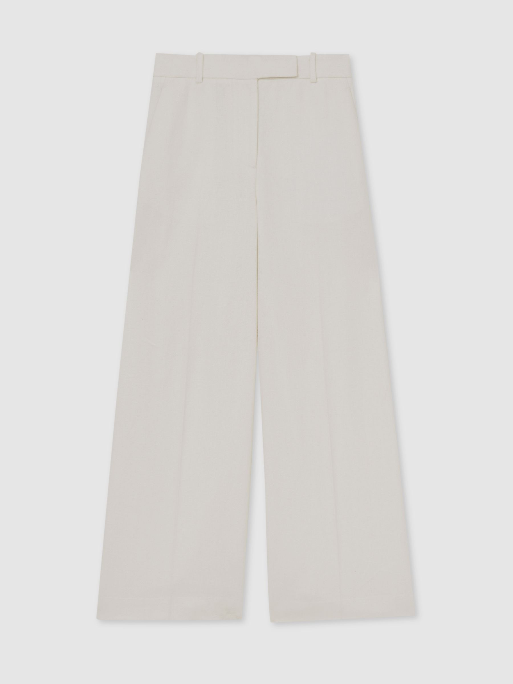 Reiss Linen-Blend Wide-Leg Trousers in White - REISS | Reiss UK