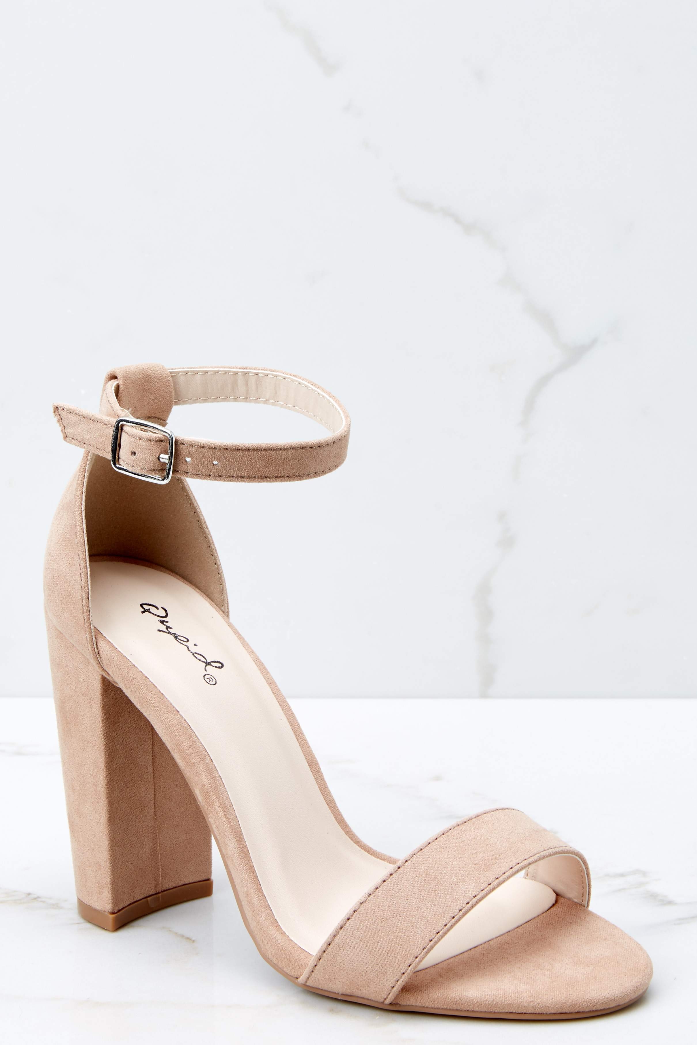 Jet Setter Nude Ankle Strap Heels | Red Dress 