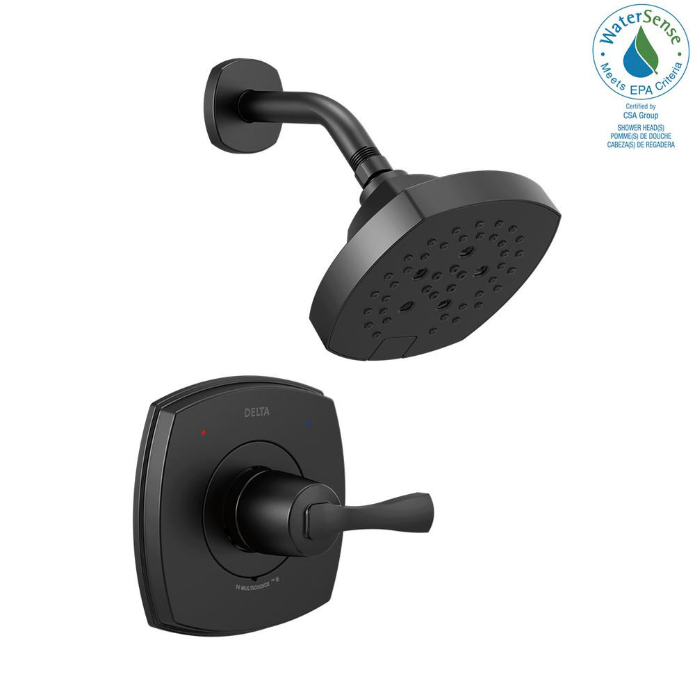 Delta Stryke 1-Handle Wall Mount 5-Spray Shower Faucet Trim Kit in Matte Black (Valve not Include... | The Home Depot