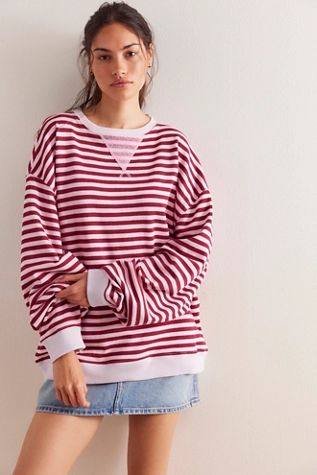 Classic Striped Oversized Crewneck | Free People (Global - UK&FR Excluded)