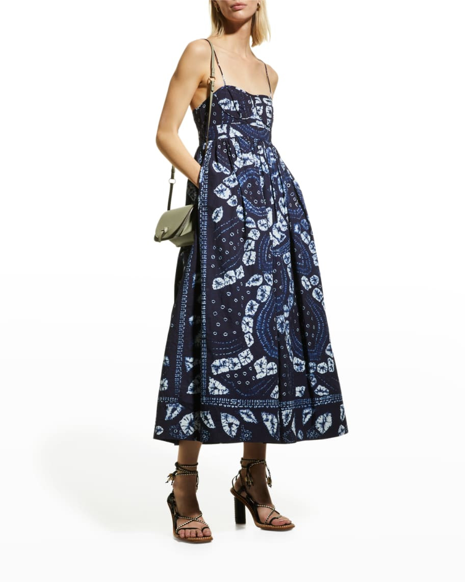 Ulla Johnson Mariza Cotton Spaghetti-Strap Dress, Indigo | Neiman Marcus