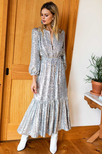 Frances Dress - Silver Sequin | Emerson Fry