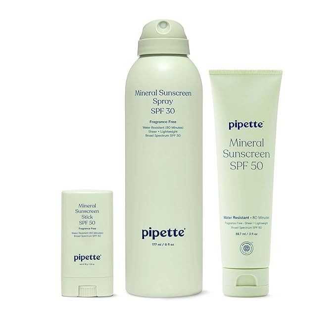 Pipette Baby Clean Mineral Sunscreen Trio, Includes Spray SPF 30 (6 Oz), Stick SPF 50 6 oz (0/6 o... | Amazon (US)