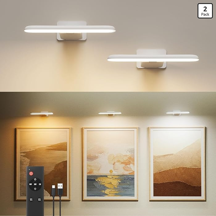 FULEN Picture Lights Battery Operated, Rechargeable Picture Frame Lights for Wall, LED Cordless W... | Amazon (US)