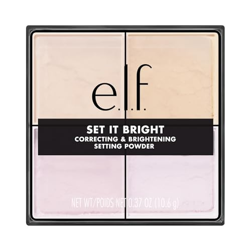 e.l.f. Set it Bright Powder Quad, Light-Medium | Brightening Loose Setting Powder, Bakes, Blurs & Sets for Soft-Matte Radiance, Velvet Puff Included, Vegan & Cruelty-Free | Amazon (US)
