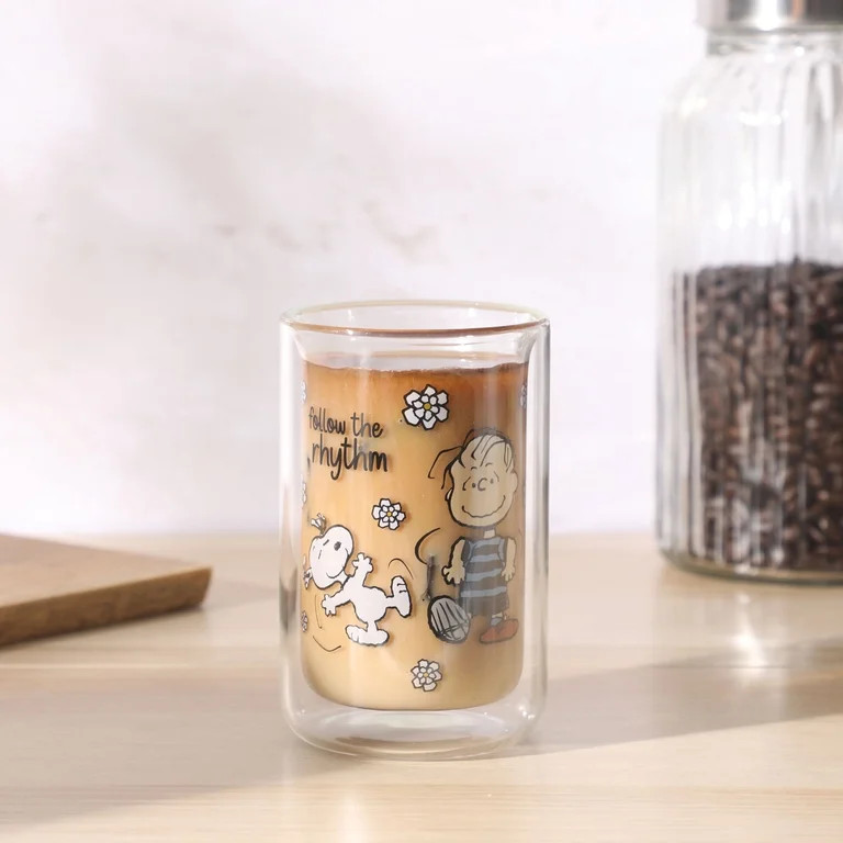 Peanuts Snoopy's Disco Party 12 Ounce Double Wall Glass Tumbler - Linus | Walmart (US)