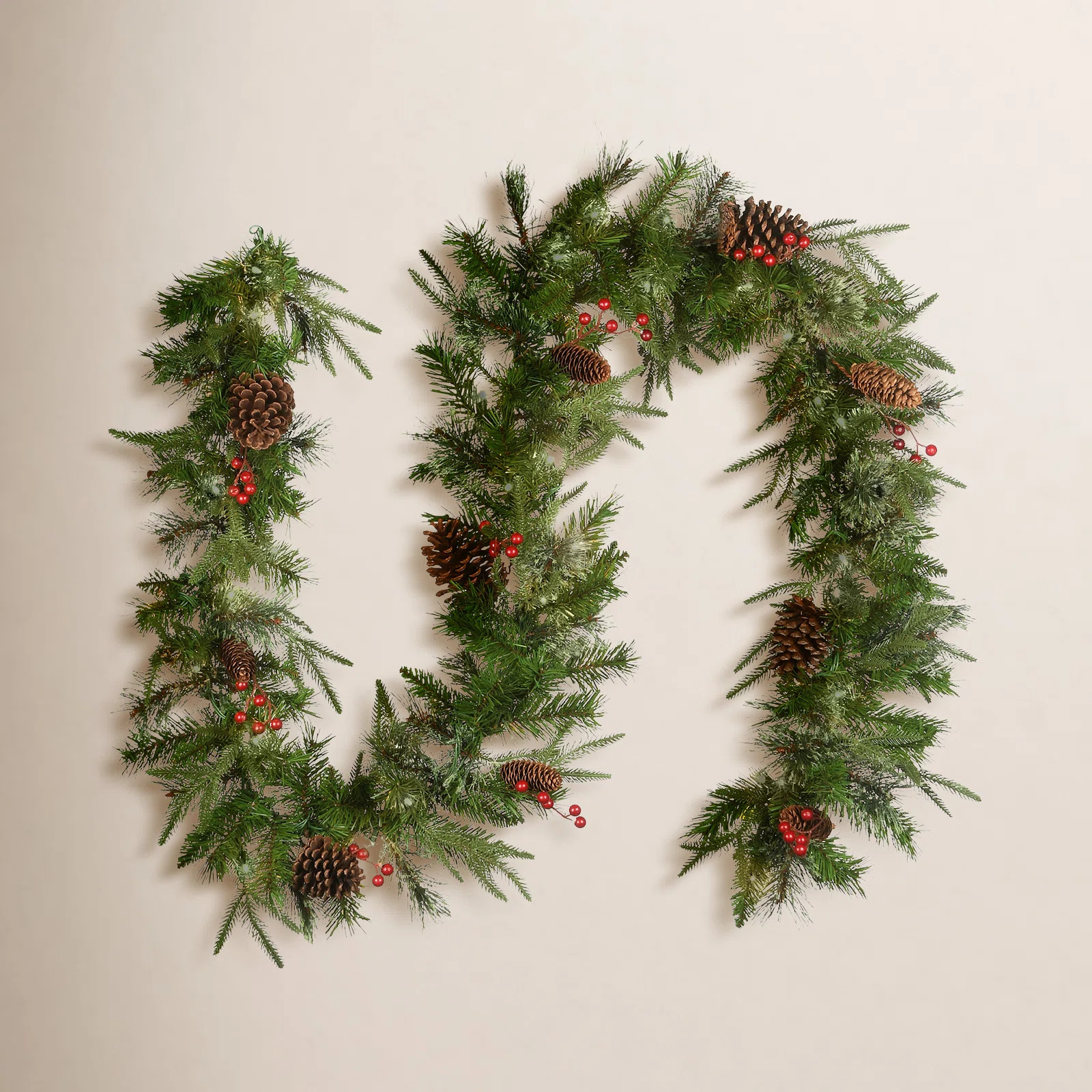 Colonial 9' Pre-Lit Garland with 50 Clear & White Lights | Birch Lane