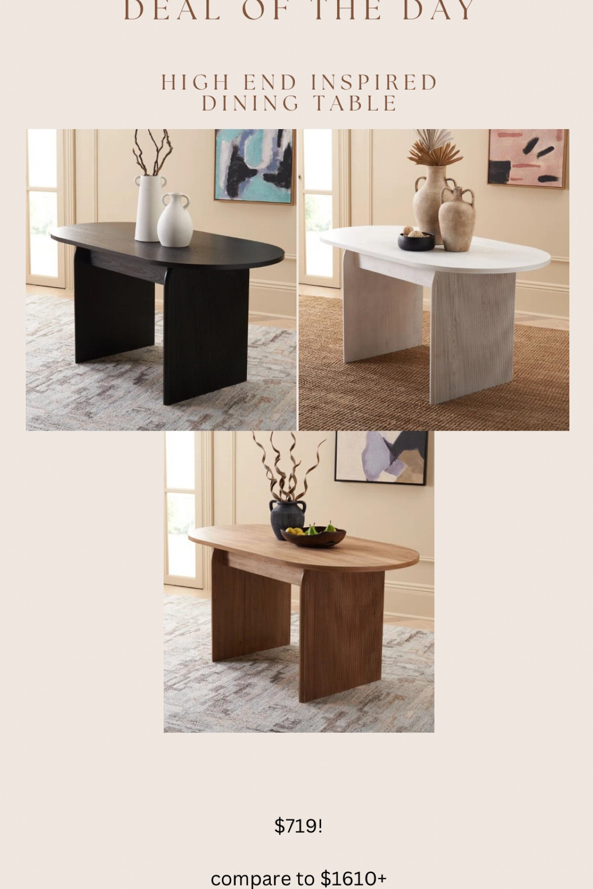 New item alert!! Gorgeous, high-end inspired, fluted base oval dining table

#LTKhome #LTKsalealert