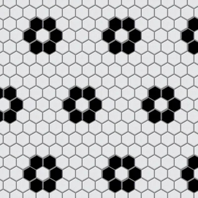 Metro 1" Hex Glossy White with Flower 10-1/4 in. x 11-7/8 in. Porcelain Mosaic Floor and Wall Tile | Wayfair North America