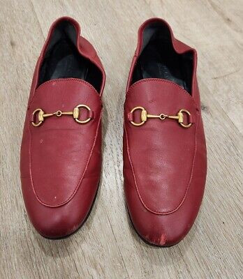 Gucci Authentic Red Leather Jordaan Loafers Size 39.5 Great Condition | eBay US