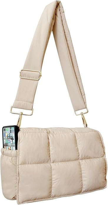 NAARIIAN Puffer Shoulder Bag Puffy Crossbody Purse Cotton Padded Quilted Handbag Designer Dupes W... | Amazon (US)