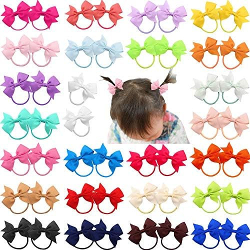 DeD 50 Pcs 2" Grosgrain Ribbon Pigtail Hair Bows Elastic Hair Ties Hair Bands Holders Hair Access... | Amazon (US)