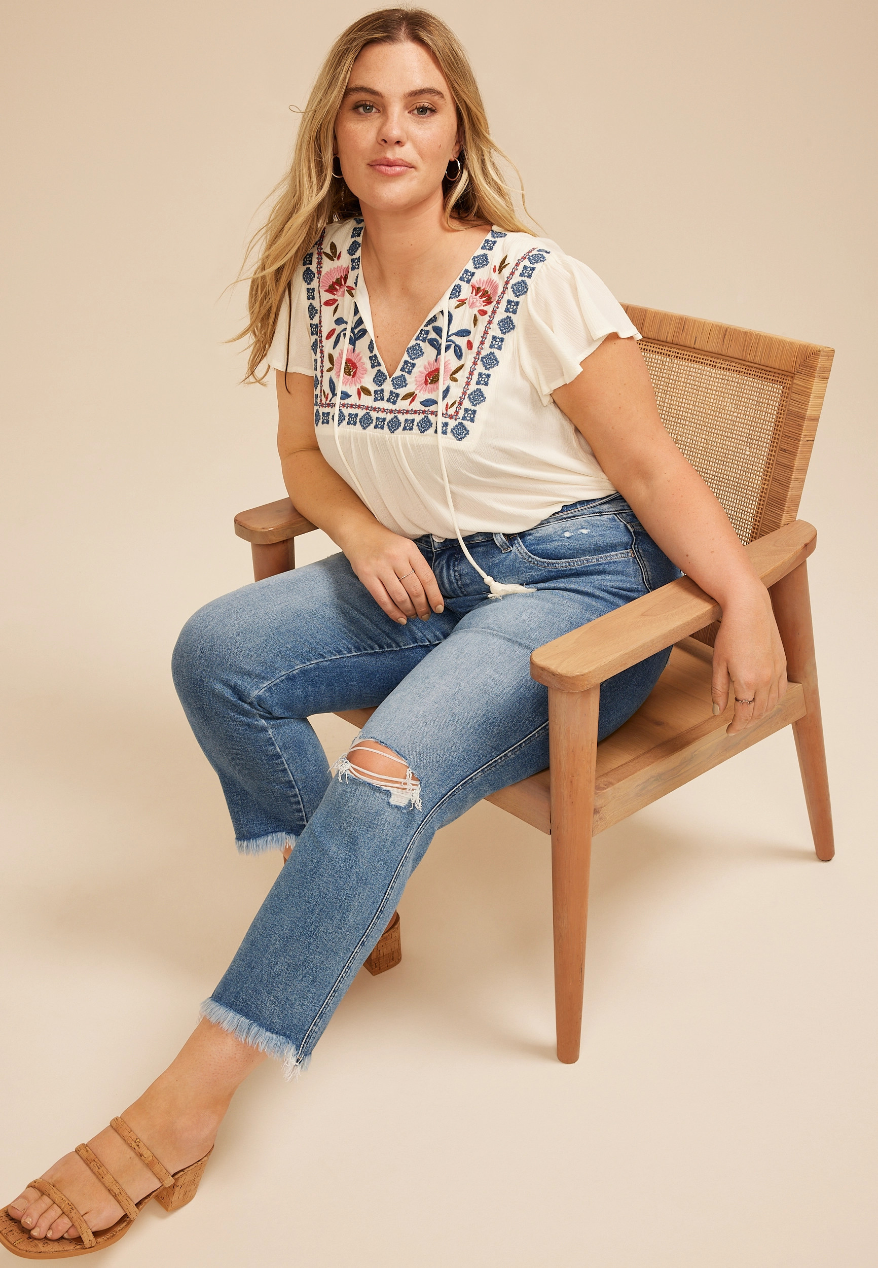 Flying Monkey Flying Monkey Women's Mid Rise Frayed Hem Slim Straight Ankle Jeans - Maurices | Maurices