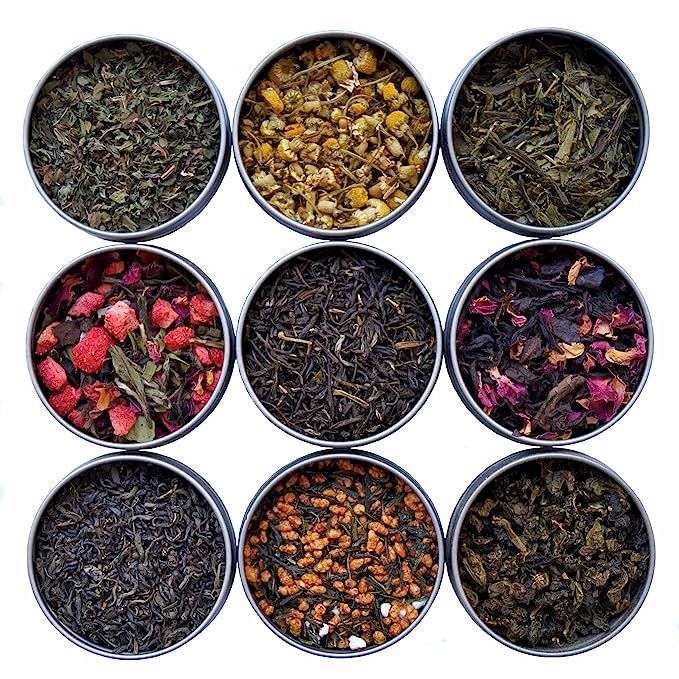 Heavenly Tea Leaves 9 Flavor Variety Pack, Loose Leaf Tea Sampler Set, 9 Assorted Teas & Herbal T... | Amazon (US)