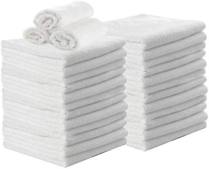 Washcloths 24 Pack 100% Cotton 12 x 12 Inches (White) Durable, Lightweight, Bath Rags, Wash Rag, ... | Amazon (US)