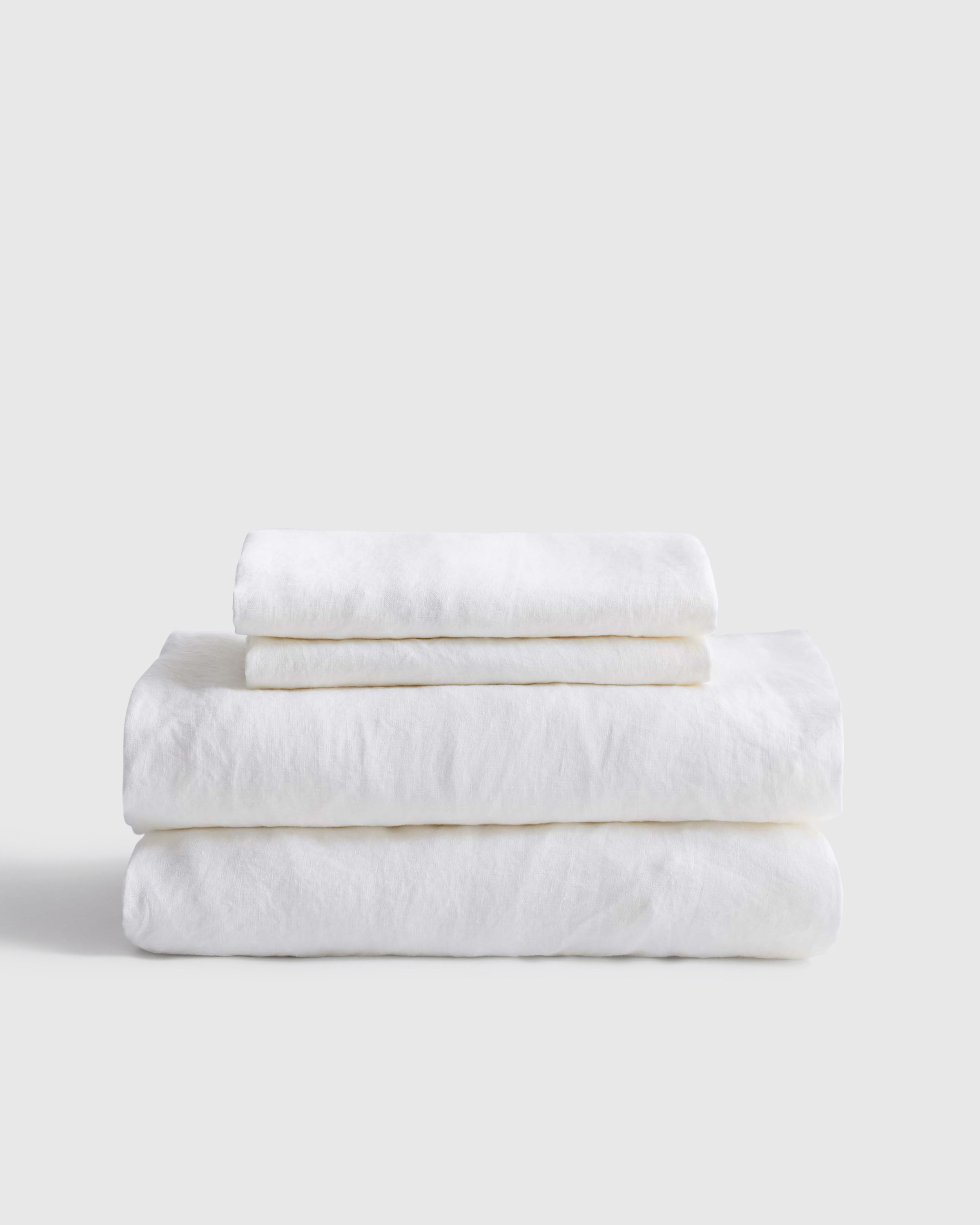 Quince | European Linen Sheet Set in White Size Queen | Quince