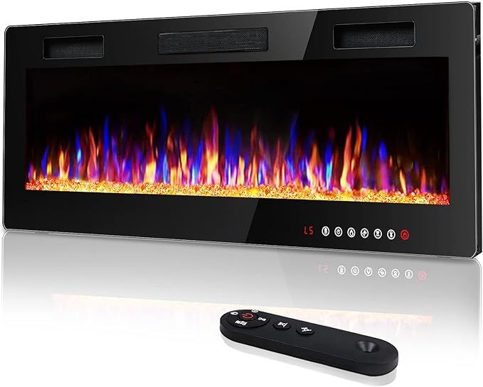 Vitesse 50 inch Ultra-Thin Electric Fireplace in-Wall Recessed and Wall Mounted Linear Fireplace ... | Amazon (US)