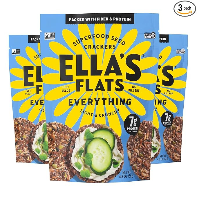 ELLA’S FLATS® Everything All Seed Savory Crisps – All Natural, Gluten Free, Good Source of P... | Amazon (US)
