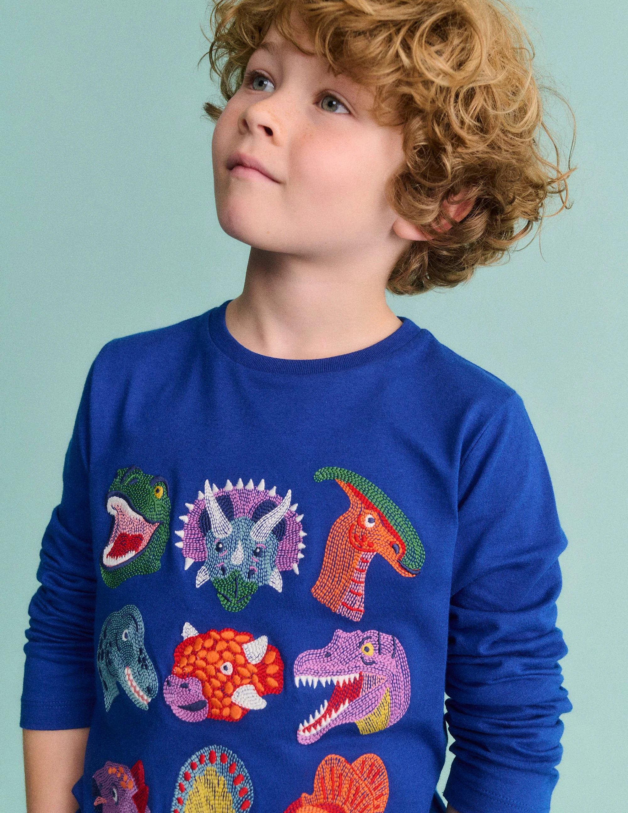 Fun Superstitch Grid T-Shirt-Sapphire Blue Dino | Boden (US)