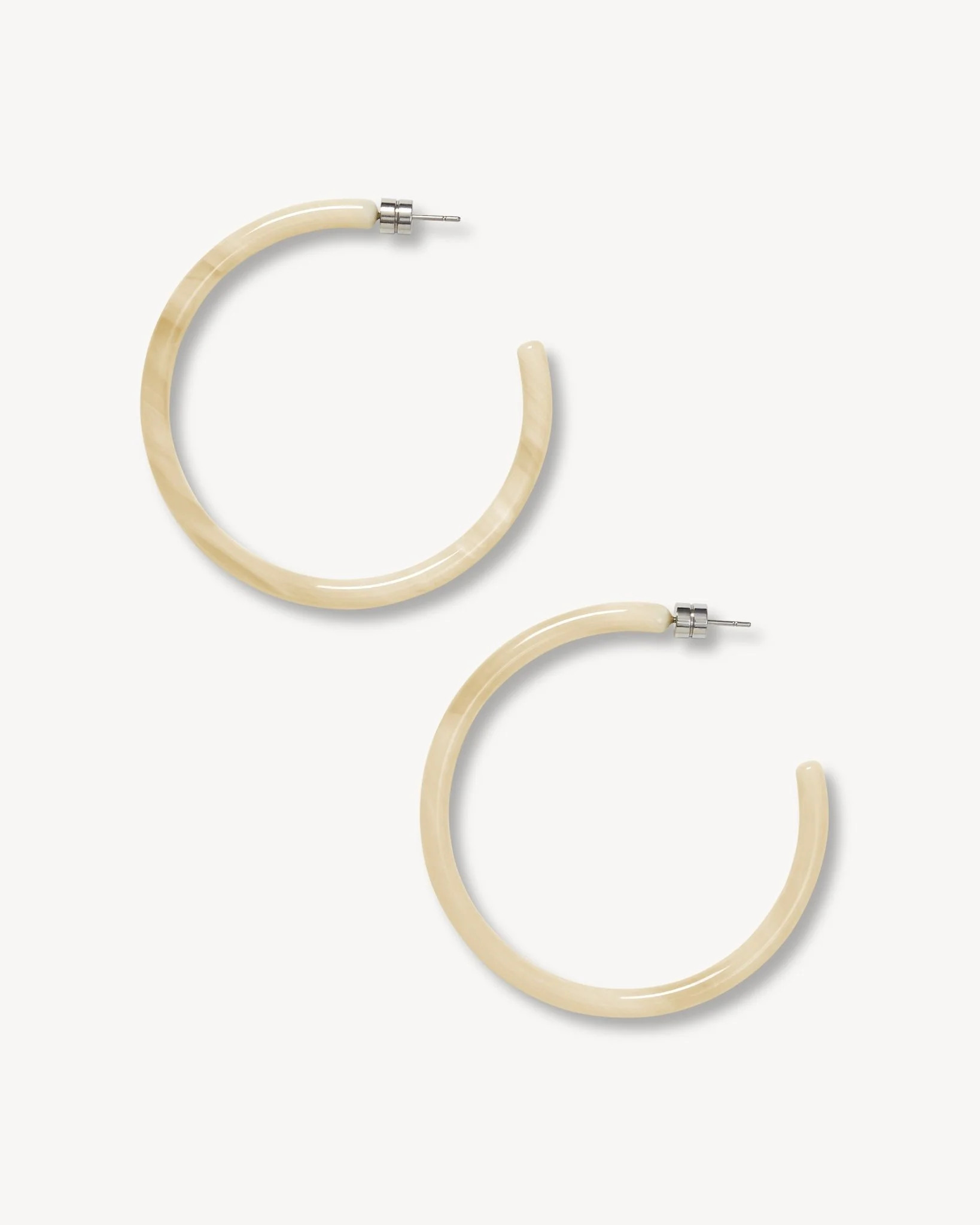 Large Hoops in Alabaster | Machete