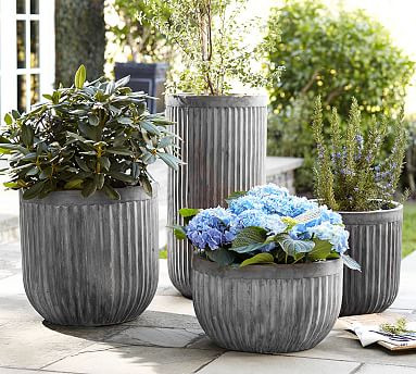 Concrete Fluted Planters | Pottery Barn (US)