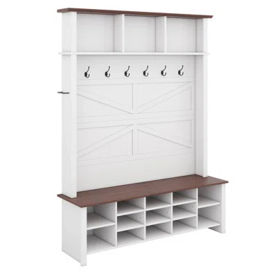 Hall Tree Entryway Bench With 6 Hooks And Adjustable Shelves, Versatile Coat Racks With 16 Open Compartments, Entrance Organizer | Wayfair North America