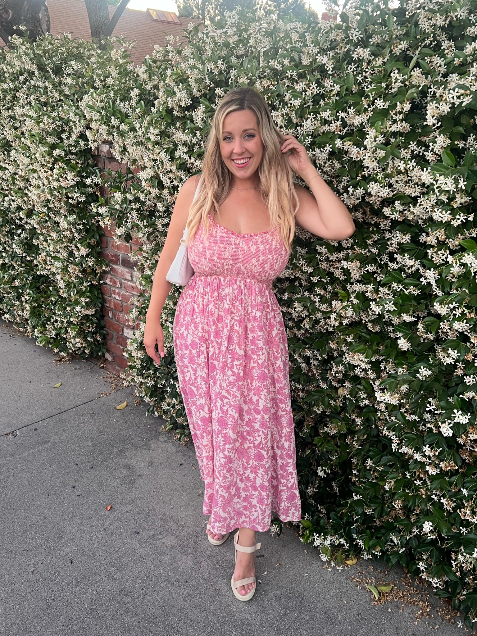 Wearing size small
Pink floral print dress
Midsize summer outfits 
Smocked top dress
Fuller bust outfits 
Summer dresses 

#LTKSeasonal #LTKSummerSales #LTKParties